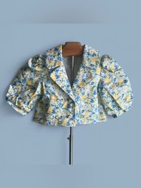Janie and Jack Floral Kids Blazer - Yellow and Blue